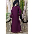 Asymmetrical abaya with overlapped panel- Wine